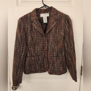 Sag Harbor Jacket Womens 6P Brown Tweed Long Sleeves Button Up Collared #SS1097